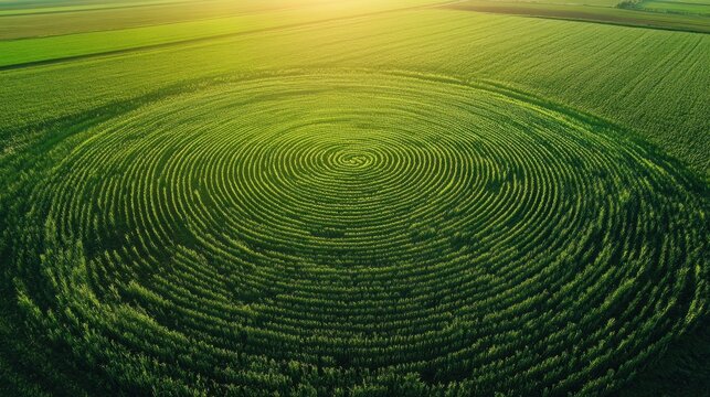 Circular field of crops