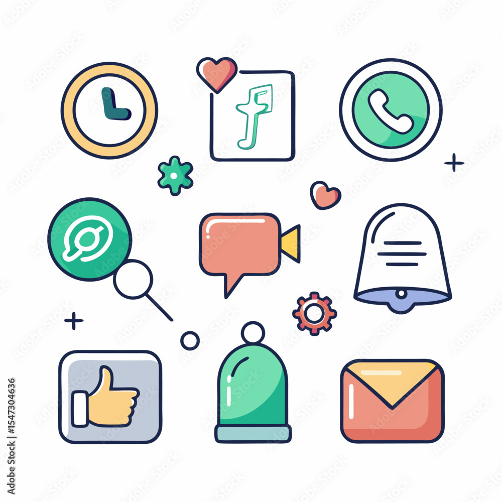 Poster social media and communication icons a comprehensive set for web and app design