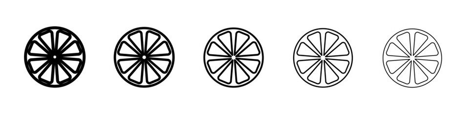 Obraz premium Citrus, lemon, lime, orange, tangerine slice icon flat illustration set logo