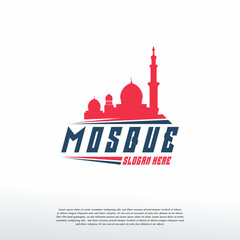Mosque silhouette icon logo template, Mosque icon vector Illustration design template