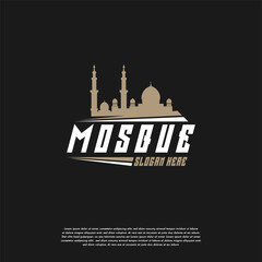 Fototapeta premium Mosque silhouette icon logo template, Mosque icon vector Illustration design template