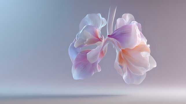 Delicate pink and white flower petals floating in soft light against blurred purple background, creating ethereal and dreamy atmosphere for romantic designs.