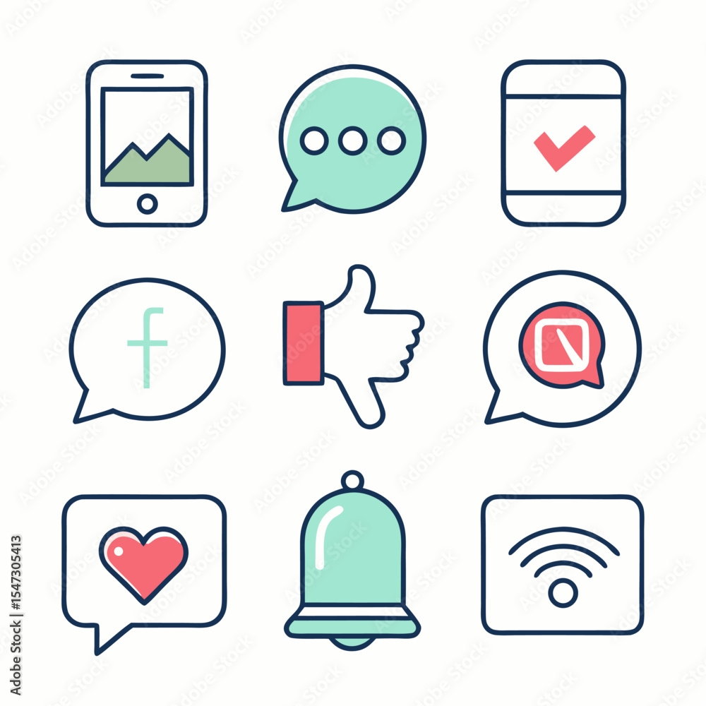 Poster social media and communication icons a complete set for web and app design