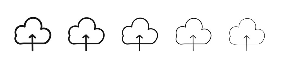 Cloud upload icon flat illustration set logo