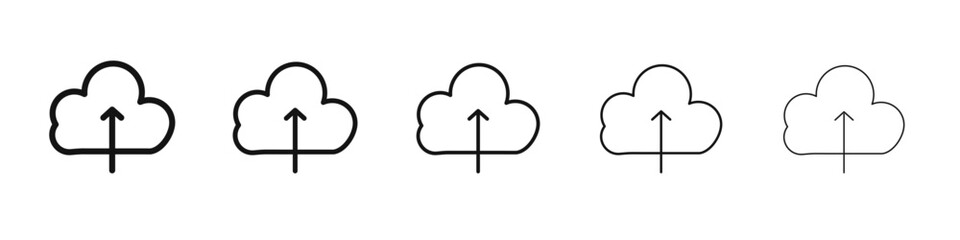 Cloud upload icon flat illustration set logo