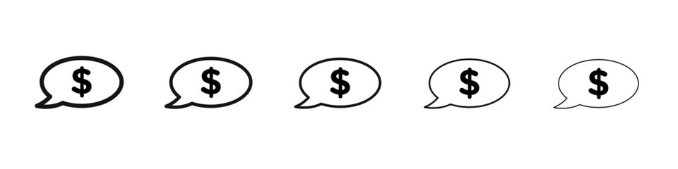 Comment dollar icon flat illustration set logo