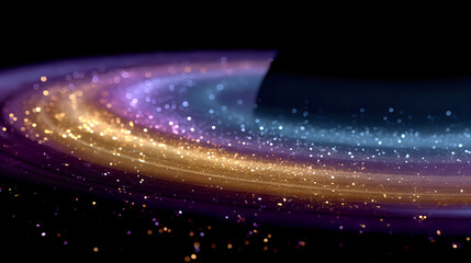 Obraz premium Magical cosmic swirl with glowing particles and colorful light trails against dark background, creating mesmerizing galaxy effect for space and astronomy designs.