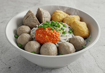 Authentic Indonesian Bakso with Chili Sauce