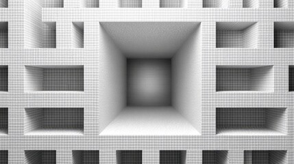 Refined Geometric White Square Grid With Soft Depth