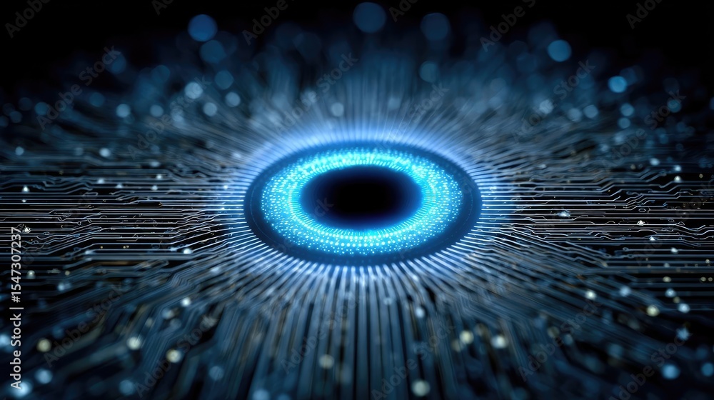 Aufkleber Hybrid processor in plasma development concept. Futuristic circuit design showcasing digital innovation.