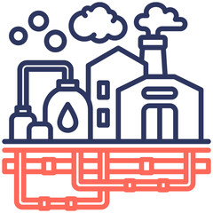 Fototapeta premium Oil Refinery Emission Icon
