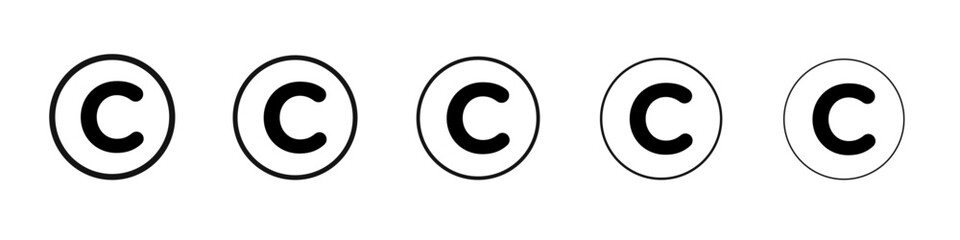 Copyright icon flat illustration set logo