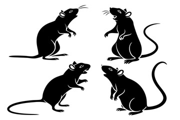 Rat Shapes: Black Silhouette Set