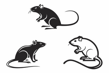 Fototapeta premium Minimalist Rats: Vector Silhouette Icons
