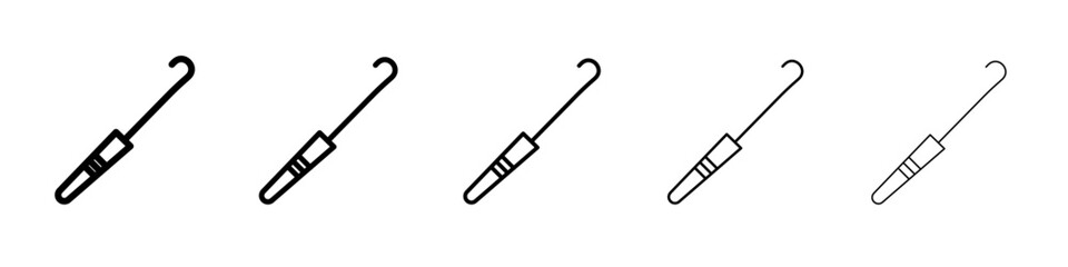 Crochet needle icon flat illustration set logo