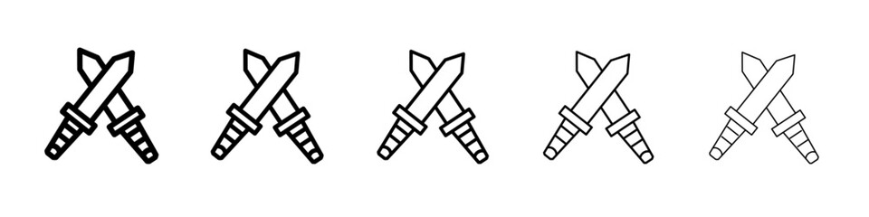 Crossed swords heraldic icon flat illustration set logo