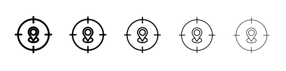 Crosshair location pin icon flat illustration set logo