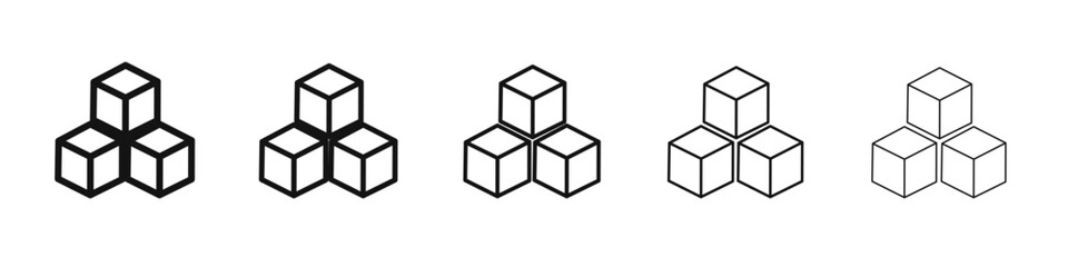 Cube icon flat illustration set logo