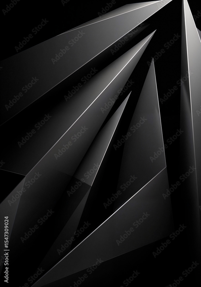 Poster abstract background with geometric shapes on dark background . generative ai