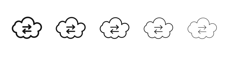 Data transfer icon flat illustration set logo