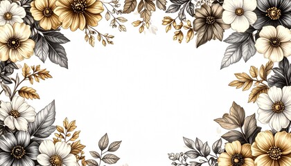 繊細な花柄のヴィンテージ装飾フレーム｜Delicate Vintage Floral Ornament Frame