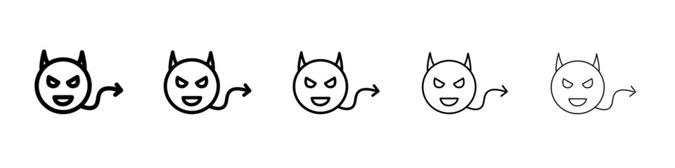 Demon devil icon flat illustration set logo