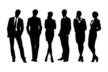 Vector People Silhouettes – Men and Women on Contrast Background.