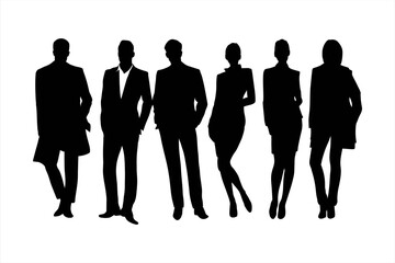 Man and Woman Silhouette Icons – Black and White Vector.
