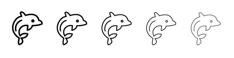 Dolphin icon flat illustration set logo