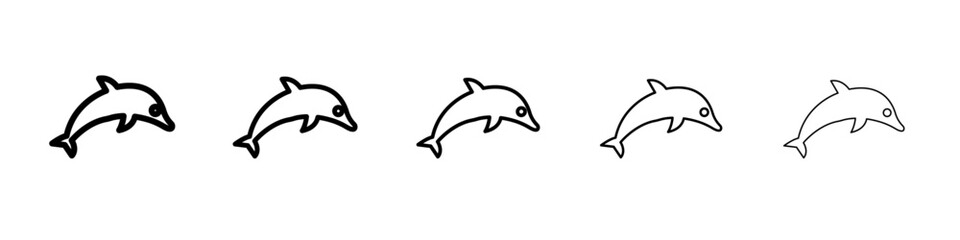 Dolphin icon flat illustration set logo