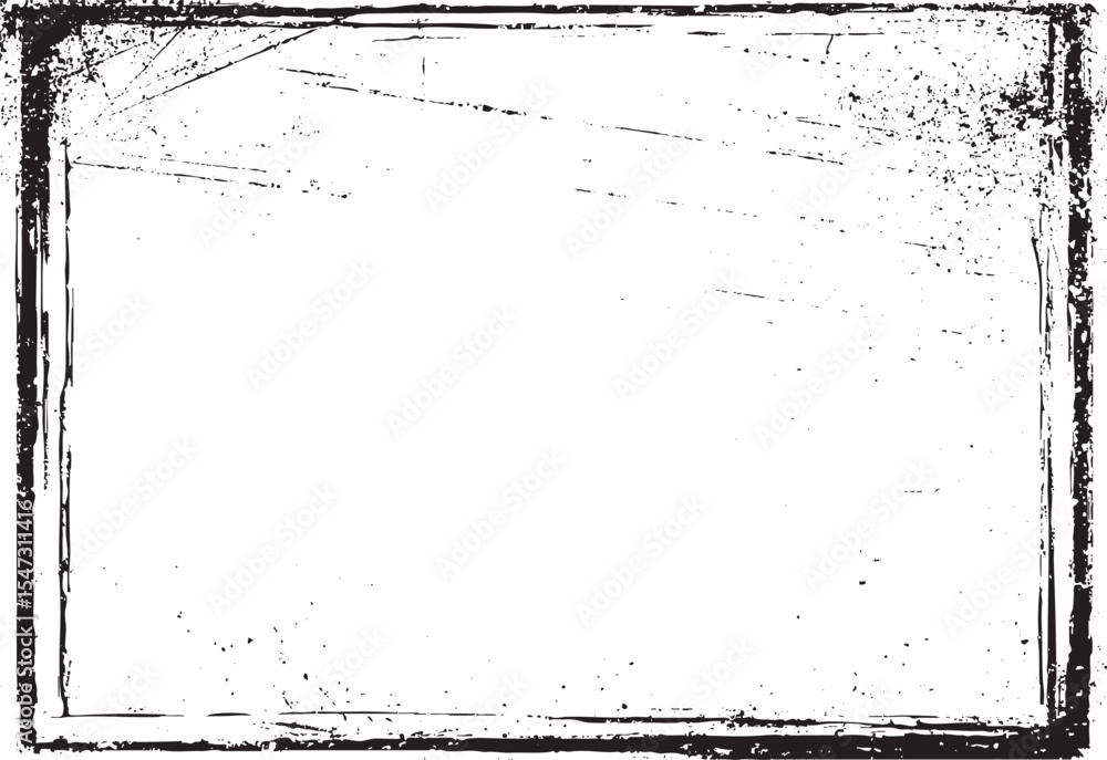Poster black and white grunge square frame border texture background with scratched lines and distressed ed