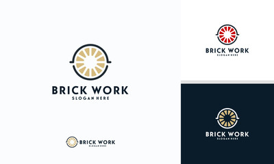Modern Flat Brick logo, Brick Work simple modern logo template