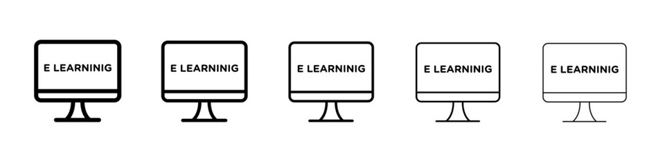 E learning icon flat illustration set logo