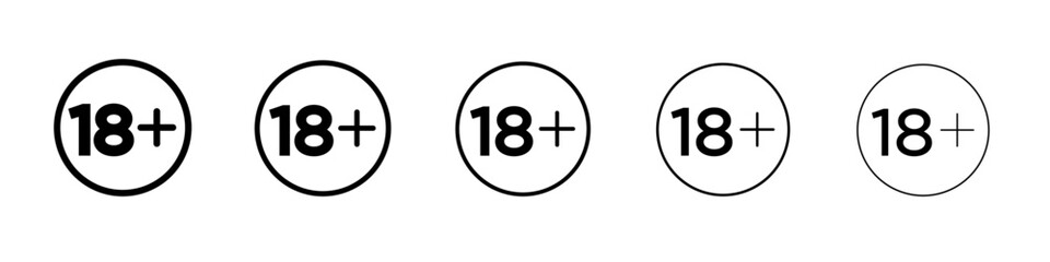 Eighteen plus icon flat illustration set logo