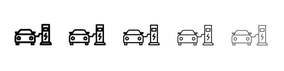 Electric Car Charging icon flat illustration set logo