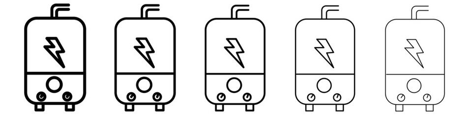 Electric heating boiler icon flat illustration set logo