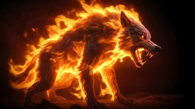 Fiery Wolf Monster Timelapse Loop