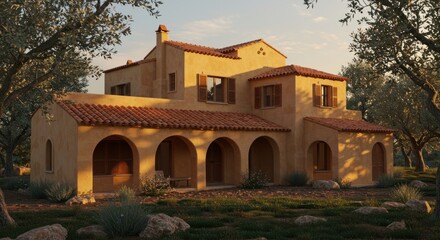 Naklejka premium Mediterranean style house architectural photography