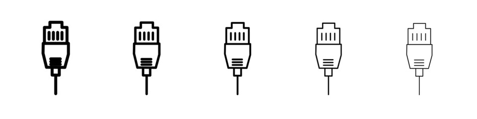 ethernet cable plug icon flat illustration set logo