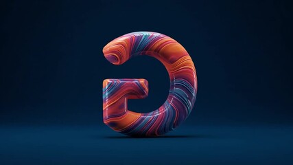 Glossy Multicolored 3D Letter G with Swirling Fluid Patterns on Blue Background - Powered by Adobe