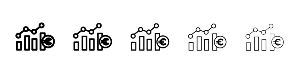 Euro chart icon flat illustration set logo