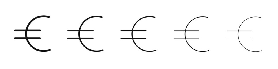Euro icon flat illustration set logo