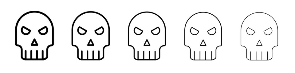 Evil skull icon flat illustration set logo