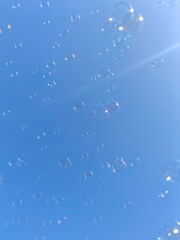 picture bubbles in the sky, on a sunny day.