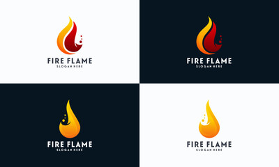 Set of Simple Fire Flame logo designs concept vector, Fire Icon logo template