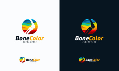 Colorful Bone logo vector, Knee logo designs template, design concept, logo, logotype element for template