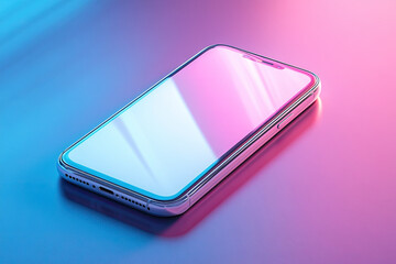 Futuristic tech device mockup in purple cyan hues