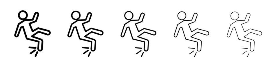 fall accident icon flat illustration set logo