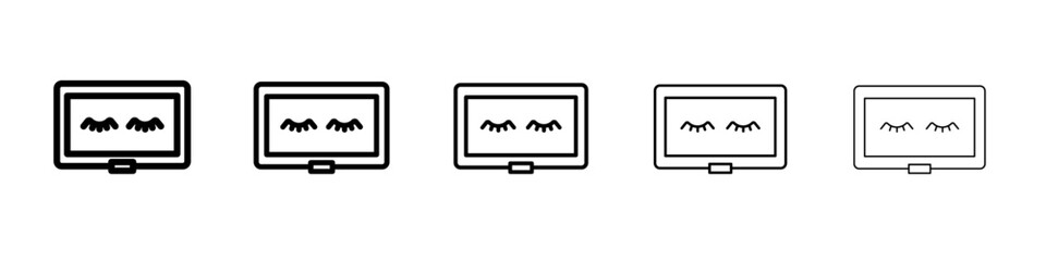 False eyelashes icon flat illustration set logo