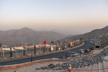sunset point on top of Jebel Jais, Beautiful Mountain Road at Sunset , Jebel Jais, UAE

